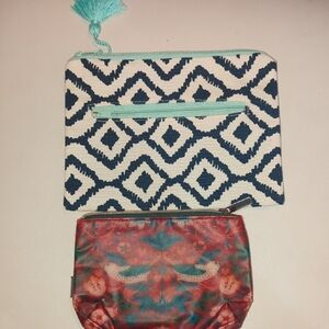 Patterned Clutch and Floral Pouch Set